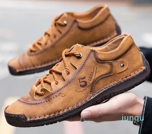 New Men Leather Casual Shoes Outdoor Comfortable High Quality Fashion Classic AnkleHandmade Walking Shoes