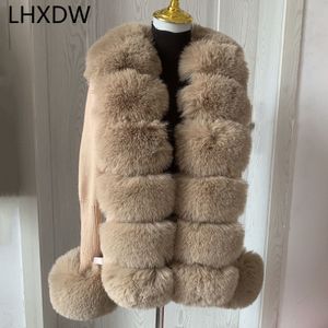 FURE FUR FUA FUA FUA Kobiety Faux Fur Knit Swater sweter sweter Spring Autumn Elegancki dzianin ze sztucznym futrem kołnierzem damski płaszcz futra 230912