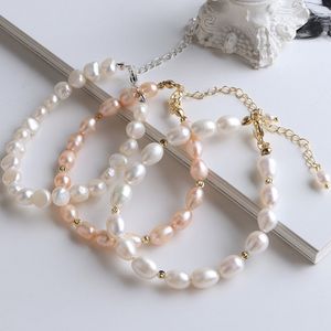 Gioielli di moda Donna Bracciale di perle d'acqua dolce naturali Braccialetti di perline di perle barocche naturali Gioielleria raffinata