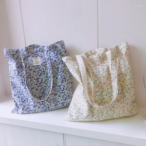 Shopping Bags Women's Shoulder Bag Large Open Pocket Cotton Tote For Groceries Reusable Foldable Female Students Books Handbags