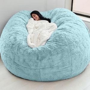 Chair Covers Giant Sofa Cover No Filler Soft Washable Fabric Fluffy Fur Bean Bag Bed Recliner Cushion Home Decor 230914