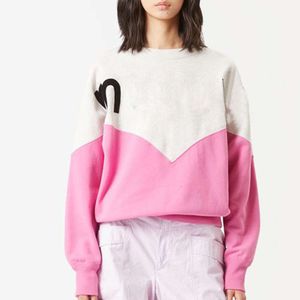 23 Felpe pullover autunno francese Isabel Marants Felpa a maniche lunghe con stampa di lettere casual a blocchi di colore