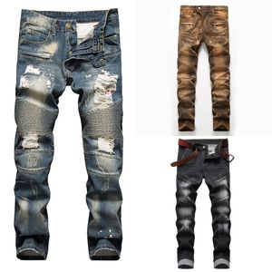 23SS Projektant dżinsów mody w trudnej sytuacji Riedzony motocyklista Slim Fit Dżins motocyklowy dla mężczyzn najwyższej jakości mody dżins mans spodnie pour hommes rozmiar 29-42 dżinsy