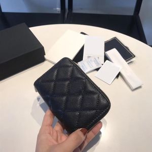 2022 Ny high-end Custom Zipper Luxury Ladies Coin Purse Caviar Leather Casual modekort Holder Card Holder210h