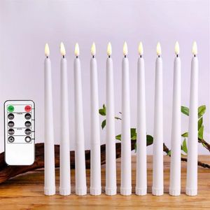 Confezione da 12 candele coniche a LED senza fiamma a distanza, bianco caldo, realistiche in plastica, lunghe 11 pollici, avorio, alimentate a batteria 220606263V