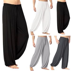 Calças de yoga dos homens casuais cor sólida calças largas dança do ventre yoga harem calças calças moletom na moda solto roupas de dança S-3XL3012
