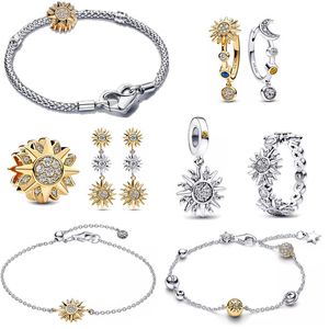 2023 Nya solsken charmsarmband för kvinnor designer smycken solmåne örhängen ring pärlor länk kedja armband diy fit pandoras halsband mode gåvor grossist
