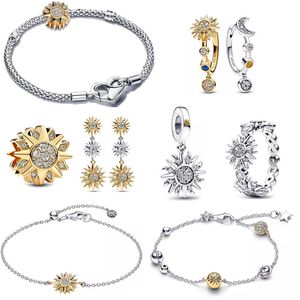 2023 Nuovo sole Charms Bracciale per le donne Gioielli firmati Sun Moon Orecchini Anello Perline Bracciale a catena a maglie DIY fit Pandoras Collane Regali di moda all'ingrosso