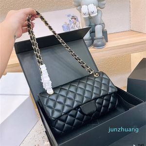 Luxury shoulder bag designer Plain bags 25cm woman leather crossbody bags High-End chain bagss lady purse Lambskin Gold Silver Chain Slant Purse