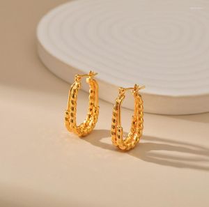 Серьги-кольца Минар 2023, 18-каратное настоящее золото, латунь, двухслойные, овальные, геометрические, необычные, для женщин, массивные ювелирные изделия