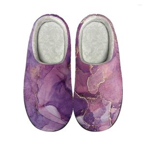 Hausschuhe Bunte Marmor Druck Hause Baumwolle Benutzerdefinierte Hohe Qualität Herren Damen Plüsch Mode Lässig Warm Halten Schuhe Thermo Slipper