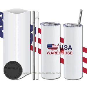 CA/USA Wholesale 20oz Personalized Custom Logo Printing Powder Coated Metal Stainless Steel Blank Sublimation Tumbler Cup in Bulk