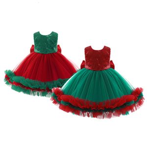 Meninas vestidos de natal vestido de bebê de alta qualidade malha lantejoulas moda natal princesa festa de aniversário presente 15 anos crianças roupas 230914