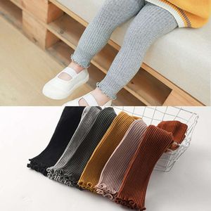 Baby Pants Knitted Candy Color Bottoms Outfits Toddler Girls Ribbed Leggings Striped Casual Trousers Infant Kids Leggings