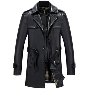 Men's Trench Coats 6677 Fashion Men Winter Clothes Genuine Leather Coat Lamb fur Sheepskin Long 230914