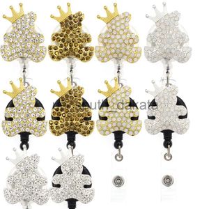 Key Rings 10PCS/LOT Bear Shape Crystal Nurse Badge Reel Student Nursing Badge Holder Reel for Hospital Office Supplier x0914