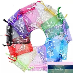 100 pz/lotto Mesh Borse Organza Sacchetto Regalo di Nozze con Coulisse Collana di Gioielli Pouch Riutilizzabile Cosmetici Pacchetto di Immagazzinaggio Semplice