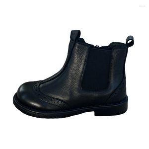 Boots Modx Autumn and Winter Children's äkta läderpojkar Riding Girls Short Soft Cowhide Kids Shoes Storlek 23-36