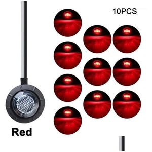 Car Emergency Lights 10Pcs Waterproof 3Led 3/4 Round Trailer Side Marker Yellow White Red For Trucks Clearance Truck Turn Signal Lamp1 Dhcwy