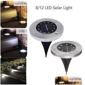 Unterirdische Lampen Solarbetriebene Boden 8/12 LED wasserdichtes Licht Ideal für Hofeinfahrt Rasen Straße Drop Lieferung Lichter Beleuchtung Outdo Dhk20