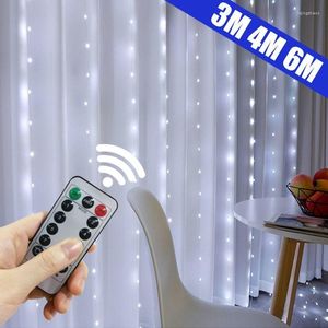 Strängar 6m LED -gardin Garland på fönstret USB String Lights Fairy Festoon Remote Control Christmas Wedding Decorations For Home Room