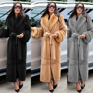 Pele feminina falso inverno preto longo moda outono e casaco feminino de pelúcia grande falso vison quente jaqueta feminina 230914