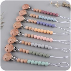 Pacifier Holders Clips# Baby Antidrop Chain Clips Silicone Beads Infant Nipple Appease Soother Dummy Holder Clip 230914