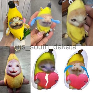 Key Rings Plush Keychains 17CM 1/2pcs Kaii Banana Cat Plush Pendant Cute Crying Banana Cat Funny Keychain Car Bag Pendant Keyring Gifts To Classmate 230817 x0914