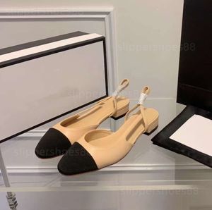 Slingback Balet Flats Cap Pumps Sukiety Bulety Baleriny Sandles dla kobiet Designer Block Obcasy Peel Perl Mokorki Wygodne Beige Black Sandal Shoe Trend 555