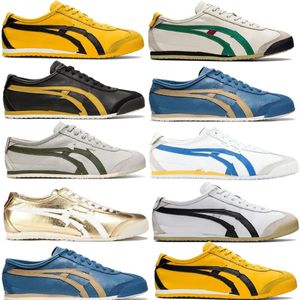 Japão Tiger México 66 Tênis de estilo de vida Mulheres Homens Designers Sapatos de lona Preto Branco Azul Vermelho Amarelo Bege Baixo Treinadores SLIP-ON Loafer BIRCH / VERDE Moda