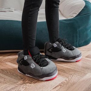 Fabrikspris stickat sneaker toffel skor mysig plysch fylld anti slip hem inomhus tofflor