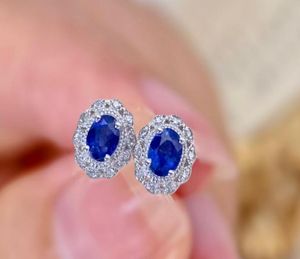 22090406 Diamondbox dimaond sapphire Jewelry earrings ear studs oval 045ct royal blue 05ct au750 white gold daily must have eleg8825730