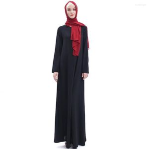 Abbigliamento etnico Abito lungo da donna a maniche lunghe Abito da donna musulmano Abaya A Line Tinta unita Semplice moderno stile arabo islamico casual