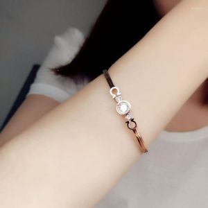 Strand Titanium Steel pusta błyszcząca cyrkon moda Korea Rose Gold Jewelry Akcesoria Bransoletka Kobiety