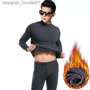 Homens Roupa Interior Térmica Katesy Nova Chegada Algodão Conjuntos de Roupa Interior Térmica Masculino Outono Inverno Grosso Pescoço Quente Undershirts Calças Homem Long Johns LJ201008 L230914