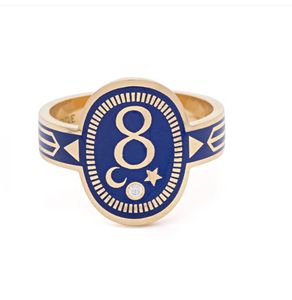 Foundrae Karma Cigar Bandcompass Gold Emalj Ring Designer smycken Anpassad jelry designer ormen