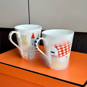 Tasses de signalisation de luxe peintes à la main Paire de tasses tasse à café tasse à thé porcelaine tendre de haute qualité avec emballage cadeau pour les réunions de famille dîner de fête cadeaux de festival