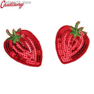 Bröstplatta Candiway Red Strawberry Shape Paste Breasthesive Sexy Women Milk Paste Erotic Lingerie Bra Nipple Cover Stickers Q230914