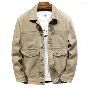Men's Jackets Denim Jacket Cotton Fashion Slim Pure Khaki For Men Large Size 6XL 7XL