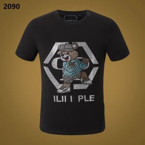 Novo estilo phillip plain men t-shirt designer pp crânio diamante t camisa de manga curta dólar urso marrom marca o-pescoço alta qualidade paris camiseta pp polo camisa FP2090