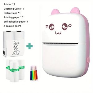 Mini Pocket Printer, Wireless Thermal Printer For Photos Receipts Notes Memo Label Portable Inkless Gift Printer For IOS And Android Phone With 6 Rolls Printing Paper