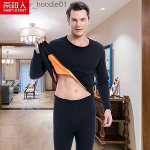 Mens Thermal Underwear Nanjiren Men Thermal Underwear Set Winter Hick Thermo Underwear Black Casual Long Johns Set Male Thermal Pyjamas Home Clothes LJ201008 L230