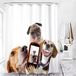 Shower Curtains Funny Dog Polyester Curtain Animal Theme Decorative Bathroom Waterproof Reinforced Metal Grommets