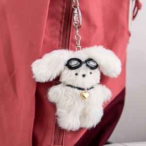 Plush Keychains 10cm Cute Pilot Rabbit Doll Keychain Ring Women Bag Charm Toy Car Party Favor Ornament Birthday Gift 230912