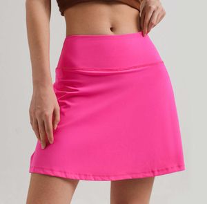 lu-01 Women Sports Yoga Skirts Workout Shorts Zipper Pleated Tennis Golf Skirt Anti Exposure Fitness Short with Pocket A1011