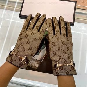 Women Designer Mitten Sheepskin Gloves With Box Winter Luxury Genuine Leather Brands Big Fingers Glove Warm Cashmere Touch CYG2391317-15