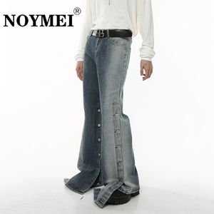 Jeans da uomo NOYMEI Pantaloni stile americano con bottoni a pressione Denim Tendenza con spacco graduale Baggy Moda Gamba larga Streetwear Chic WA2880 230914