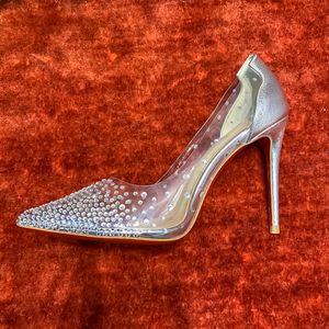 New transparent glass shoes high heels stiletto shoes Womens shoes luxury designer network red senior emotional wedding party shoes Sizes 35-42 +box