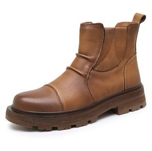 الرجال الفاخرين Brogue Boots Boots Men's Otchle Boots عالي الجودة رجال تشيلسي أحذية تنزلق على أحذية الأعمال الرسمية لأكسفورد للأولاد أحذية الحفلات