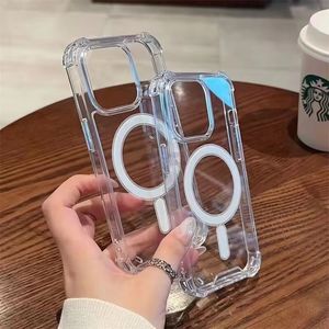 Original Transparent Magnetic For Magsafe Wireless Charge Case For iPhone 15 14 13 12 11 Pro Max Plus Shockproof Cover Accessories